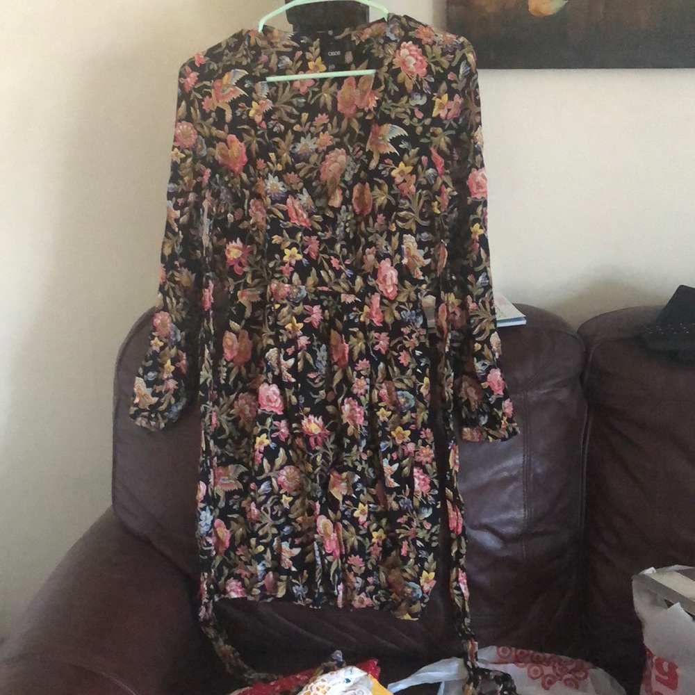 Asos floral hummingbird wrap dress